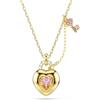 Swarovski Pendente Idyllia, Taglio misto, Cuore, chiave, Rosa, Placcato color oro