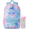 Get Trend Stitch Tie Dye Zainetto Bambina Zip, Zaino Scuola Set con BPA Free Flip Top Borraccia con Cannuccia Idea Regalo per Scuola (Multi Stitch)