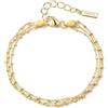 PHNIBIRD Braccialetto Donna Oro Tre Strati Perline Gioielli Luce Raffinata Regalo Compleanno Ragazza Regolabile 17+3cm