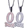 EXCLOUNT Gioiello hip-hop con lettera inglese O a forma di BLOCK in rame, ciondolo placcato oro 18k con zirconi intarsiati, con catenina in acciaio inossidabile da 3 mm e 61 cm, 24, Rame, Zircone