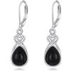 YONFQE Orecchini con nodo celtico, in argento Sterling 925, colore nero, tormalina, regalo di fortuna, per donna e mamma, Standard, Argento sterling, Tormalina
