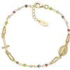 Amen Bracciale da Donna Bracciale Realizzato in Argento 925 Giallo e Cristalli Amaranto Rosa e Verdi. Lunghezza Bracciale: 18 cm + 2 cm di allungo. La referenza è bro10garve3