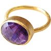 Vurmashop Anello con ametista in oro 18 kt - Anello da donna di design con pietra semipreziosa e placcato Oro, 13,5, colore: viola, cod. R-0448
