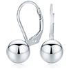 Bling Jewelry Orecchini A Sfera Con Perla Rotonda D'Argento 925 Da Donna, Semplici E Classici, Con Leva Posteriore, 8Mm