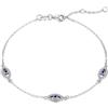 Dorunmo Cavigliera in argento Sterling con occhio malocchio/pietra di luna/vergine Maria/catena in corda/girasole in argento Sterling, regalo per donne, mamma, moglie, amici, Bracelet 7-9, Argento