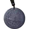 AB Viking Crafts Ciondolo shungite in Carelia - 3,5 cm pietra naturale amuleto con simboli spirituali - nastro di cotone regolabile (fino a 80 cm) & scatola portagioie, 3,5 cm + 40 bis 80 cm variables