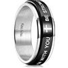 King Will Anello con croce di preghiera da 8 mm, in acciaio inox, color oro e argento, con incisione della Bibbia, comodo da indossare, N 1/2(54.43mm), Acciaio inossidabile, Nessuna pietra preziosa