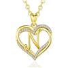 INFUSEU Collana Donna Lettera N, 18K Oro Iniziale Cuore Donna Gioielli Cubic Zirconia Ciondolo Collane Femminili Romantico Regali per Donna Fidanzata Ragazza, Catena Da 20 Pollici