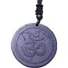AB Viking Crafts Ciondolo in shungite della Carelia, amuleto in pietra naturale da 3,5 cm, con simboli spirituali, cinturino in cotone regolabile (fino a 80 cm) e scatola portagioie, 3,5 cm + 40 bis