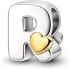 Parmuz charms lettere per bracciali collana fai da te 925 ciondoli in argento sterling A-Z Golden Heart Alfabet perle iniziali regalo di gioielli per donne