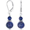 Bling Jewelry Gemma Naturale Blu Lapislazzuli Boho Bali Milgrain Bordato Perline Rondel Separatore Doppia Palla Rotonda Dangle Orecchini Per Le Donne Teen .925 Sterling Silver Lever Back