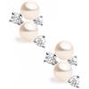 Secret & You Orecchini Allende con Perle Coltivate d'Acqua Dolce Bianche a Bottone 3.5-4mm e Zirconia Bianca | Secret & You | Argento Sterling 925 Rodiato