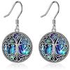 YFN Albero della Vita Orecchini Argento Sterling Abalone Orecchino Albero Genealogico Celtico Nodo Gioielli Regali per Ragazze Donne