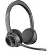 Poly Voyager 4320 UC, Cuffia Senza Filo, Connessione Bluetooth 5.1 e Dongle USB-C BT700, Cancellazione del Rumore, Cuscinetti in Similpelle, Autonomia 24 Ore, Compatibile con Windows 10 e macOS, Nero