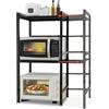 Avilia - Scaffale a 3 Ripiani, 25kg Espandibili e Regolabili, Cucina Microonde, Organizer Spezie Utensili Elettrodomestici, 6 Ganci Laterali Salvaspazio Dispensa Lavanderia Acciaio