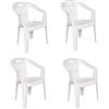 Dmora Set di 4 Sedie impilabili Schienale Basso con braccioli, Made in Italy, 56 x 55 x 78 cm, Color Bianco