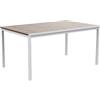 Keter Avon Tavolo da Pranzo Esterno per Giardino e Terrazza, 160x95x75H cm, Adatto per 6 Persone, Piano in Finitura Effetto Legno, Struttura in Metallo Bianca