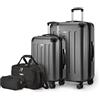 Amazon Basics Set di Valigie Rigide, 4 pezzi, Valigia Grande, Trolley, Borsa a mano, Borsa da viaggio compatta, Espandibili, 4 Ruote Girevoli, Nero