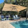 PURPLE LEAF Ombrellone da Giardino 3 x 4 m con Basi per Ombrelloni, Ombrellone Decentrato con 8 Stecche in Alluminio e Tela Protezione UV 50+, Rotazione di 360° e 5 Posizioni Inclinazioni, Beige