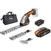 WORX 18V (20V MAX) Forbici per Erba e Arbusti a Batteria Set WG801E.4, PowerShare, Tosaerba e Sfoltirami, Forbici da prato 20 cm,Tosasiepi da 12 cm, Coltello da Erba da 10 cm, Caricabatterie Rapido