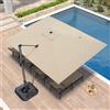 PURPLE LEAF Ombrellone da Giardino 2,7 x 3,5 m con Base a Croce, Ombrellone Decentrato con Rotazione di 360° e 5 Posizioni Inclinabili, 8 Stecche in Alluminio e Tela Protezione UV 50+, Beige
