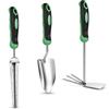 com-four® set da giardinaggio da 3 pezzi in acciaio inox con paletta, estirpatore per erbacce e zappa doppia per giardino, aiuole e piante (03-teiliges Gartenset)