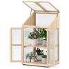 COSTWAY Serra da Balcone, Serra in Legno con Ripiano Fiori Rialzato, Tetto Trasparente Apribile, Porta Bloccabile e Ripiani Rimovibili, per Giardino e Cortile, 69 x 58 x 121 cm
