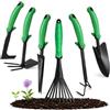 com-four® set da giardinaggio 6 pezzi con raschietto per fughe, paletta, estirpatore, coltivatore, zappa doppia e scopetta per giardino (06-teiliges Gartenset)