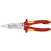 KNIPEX Pinza per elettroinstallazioni in blister cromata isolante con manici rivestiti in materiali bicomponente, collaudati VDE; con, 13 96 200 T BK