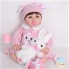 Anyee 22 Pollici Bambole Reborn realistica bambine 55 cm, corpo imbottito in cotone, tuta a tema coniglio rosa, ciuccio, biberon e Sonagli, regalo per bambini dai 3 anni in su