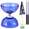 WDKXCN Diabolo con Cuscinetti a Sfera, Giocoliere Set con Luce a LED e Aste, Giocoliere in Gomma Morbida Trasparente con Corda di Ricambio e Tasca a Rete, Sport Ricreativi per Principianti, Viola