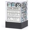 Chessex chx 26856 - set 36 dadi 6 facce 12 mm gemini - steel-teal w/white