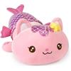 shownicer Peluche a forma di sirena, gatto, rosa, 30 cm