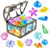AIEDECOPT Gemme Pirata Set, 36 Pietre Colorate con 1 Forziere Pirati, Gemme per Giocattoli Subacquei, Giocattoli per Immersioni con Gemmes per per Piscine, Spiagge e Cacce al Tesoro (D)