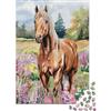 KEZXWCBMN Cavallo Marrone Puzzle 1000 Pezzi Carta Gioco di Puzzle 1000 Pezzi Prato Fiorito Puzzle per Adulti Relax Famiglia Arredo Regalo 52x38cm/1000pcs