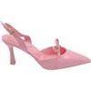 Malu Shoes Decollete Donna a Punta Rosa in Vernice Lucida Slingback con Scollo a v e Fiocco Tacco a Clessidra 8 cm (39 EU)