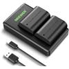 NEEWER Set di Batteria di Ricambio e Caricatore per LP-E6P/LP-E6NH/LP-E6N, 2 Pack 2200mAh e Caricatore USB a Dual Slot, Compatibile con Canon EOS R5II/R5/R6/R7/5DIV/6D/7D/60D/70D/80D/90D