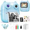 Bistfy Macchina Fotografica Bambini Istantanea, 48MP e 1080FHD Dual-Camera Obiettivo Fotocamera Digitale con 4 Rulli di Carta da Stampa 2,4 Pollici IPS Schermo di Protezione Oculare 32GB Scheda (Blu)
