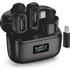 NEEWER KM19 Microfono Wireless a Bavero Leggero, 48kHz/24bit Batteria 30 Ore Anti Rumore 3 Livelli Muto Stereo Portata 100m, Mini Mic Lav con Controllo App, compatibile con iPhone Android Telefono PC
