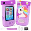 ARNSSIEN - Fotocamera per bambini, con obiettivo girevole a 180°, touchscreen e custodia in silicone, video 1080p, giocattoli per bambini di 3, 4, 5, 6, 7, 8 anni, regalo di Natale e compleanno per