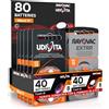 Udivita 80 batterie per apparecchi acustici misura 13 PR48 (arancione) 10 blister di 8 batterie Tecnologia Sound Fusion - 80 batterie: 40 Rayovac + 40 Udivita