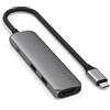 SATECHI Hub USB C 4 in 1 Slim Plus, Adattatore Multiporta con Ricarica PD 100W, HDMI 4K@60Hz e 2 Porte USB-A Dati 10Gbps per MacBook Air/Pro/Neo, PC Portatile - Grigio Siderale