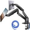 HUANUO Supporto Doppio Monitor 13-40 pollici, Braccio Doppio Monitor USB, Suppor to Regolabile in Altezza Supporto VESA Base a Morsetto a C/Gommino, Braccio Porta 12kg, HNDS7
