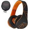 PowerLocus Cuffie Bluetooth Over Ear, Cuffie Wireless Bluetooth 5.3, Hi-Fi Stereo Suono, Senza Fili con Microfono, Pieghevoli, Micro SD/TF, FM Radio per Viaggio/Telefono/PC/Ufficio (Arancio)