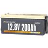Power Queen Batteria Litio LiFePO4 12V 200Ah 2560Wh a Ciclo Profondo fino a 15000+ Cicli Accumulo Fotovoltaico con BMS 100A per Sistemi Off-grid Camper Impianti Solari Ecoscandaglio