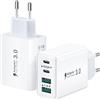 Aimoze Caricatore USB C, 2-Pack 40W 4-Porto USBC Presa Rapido Spina Alimentatore Multipla Spinotto Muro QC & PD Adattatore Carica Caricabatterie per iPhone 17 16 15 14 13 12 11 Pro Max, Samsung