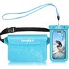 iVoler Kit Impermeabile con Borsa Marsupio e Custodia Smartphone IPX8 per Sport Acquatici Pesca Vela Sci Mare Escursione, Protezione per Cellulare Portafoglio Documenti - Blu Menta