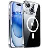 CANSHN Cover Magnetica per iPhone 15 Plus, Compatibile con MagSafe, [Protezione Completa Della Fotocamera], Custodia Protettiva Antiurto per Telefono 6,7 Pollici- Trasparente