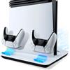 Tolesum Supporto per PS5/Slim/Pro con Ventola di Raffreddamento, Base Stazione Ricarica Joystick PS5, PS5 Supporto Verticale Raffreddamento con 2 Carica USB &3 marcia Velocità del vento per PS5 Gadget
