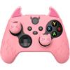 PlayVital Cover Silicone per Xbox Series X S Controller,Carino Demone Custodia Skin Antiscivolo Gomma Protettiva per Xbox Core Joystick&Copri Levette Analogiche-Rosa